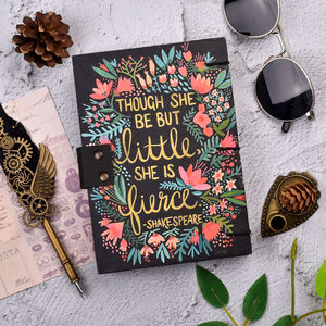 A5 Floral Art Handmade Paper Journal | Eco Friendly Hardcover <b>Lock</b> Diary Notebook with Decorative Quote Cover Artistic Gift Pack - Product Image 2