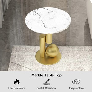 LINEA MODERN HANDMADE <b>GOLD</b> IRON MARBLE T MODERN <b>SIDE</b> <b>TABLE</b> <b>GOLD</b> FINISH <b>TABLE</b> LIVING ROOM FOR LIVING AND DINING ROOM - Product Image 6