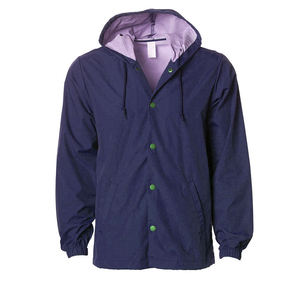 Chaqueta Impermeable con Capucha Unisex Verde Oliva con Botones Morados, Abrigo de Poliéster Resistente al Agua para Adultos, Ropa de Exterior para Todas las Estaciones - Product Image 5