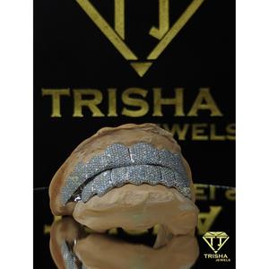 Iced Out Hip Hop Grillz with VVS Moissanite Diamonds with 925 sterling silver Custom Luxury Mouth Jewelry by Trisha Jewels - Product Image 4