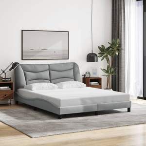 Cadre de lit Hvar en tissu gris clair 59,8''x79,9'' sans matelas, lits rembourrés - Product Image 1