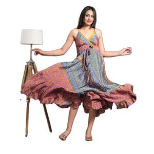 Vestido de Seda Vintage, Vestido de Verano para Mujer, Ropa sin Espalda, Ropa de Fiesta - Product Image 1