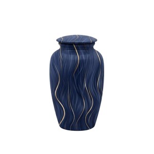 Urne funéraire en aluminium pour cendres humaines adultes, texture marbre Océan Bleu, 200 cu in, pour commémoration funéraire - Product Image 4