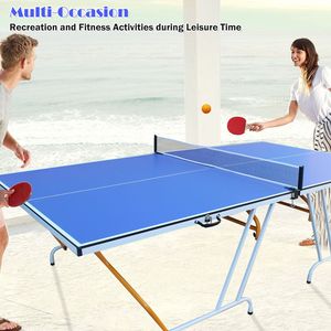 Tavolo da Ping Pong Pieghevole Portatile da 9 Piedi con Rete e 2 Racchette per Giochi al Chiuso - Product Image 6