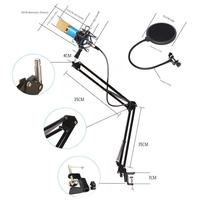 Micrófono de Condensador Cardioide Profesional BM800 con Cable, Kit con Cancelación de Ruido, Brazo Articulado Ajustable, Espuma Protectora y Soporte Antivibraciones