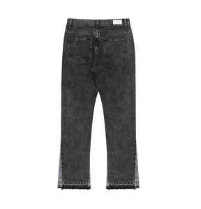 Jean en denim délavé coupe droite ample pour homme, style vintage, respirant, longueur intégrale, idéal pour l'été - Product Image 6