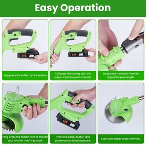 เครื่องตัดหญ้าไร้สาย24V 300W ใบเลื่อยตัดแปรง2ใบมีดสแตนเลส10ใบมีดพลาสติก18000RPM มาพร้อมถุงมือนิรภัยใส่แว่น - Product Image 3