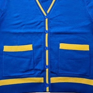 Cárdigan Azul Tejido con Cuello en V y Rayas Blancas, Manga Larga, Estilo Clásico para Mujer, Suéter de Longitud Completa, Corte Regular, para Todas las Temporadas - Product Image 4