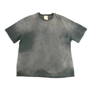T-shirt décontracté personnalisé à manches tombantes de qualité supérieure, col rond uni, effet tie-dye délavé à l'acide pour homme AI-TS-24 - Product Image 6