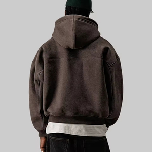 Sudadera con capucha pesada con cremallera, corte holgado, bolsillos, oversize, para hombre, personalizable, color bordado, invierno, vintage, 100% algodón, precio de fábrica - Product Image 4