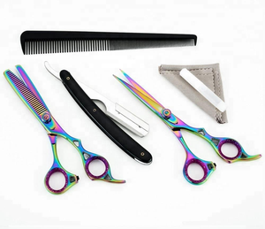 Ciseaux de coiffure professionnels japonais en acier inoxydable de 6,5 pouces, arc-en-ciel, à manche long, pour couper et effiler les cheveux, avec peigne rasoir, qualité supérieure - Product Image 3
