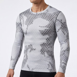 เสื้อคอมเพรสชั่นพิมพ์ลายตามสั่งสำหรับผู้ชาย เสื้อยืดออกกำลังกายแขนยาว ผู้ผลิตเสื้อผ้าฟิตเนส - Product Image 1