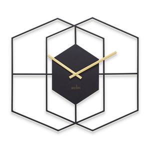 Modern Hexagon Metal Wall <b>Clock</b> Black And <b>Gold</b> Minimal Designer Wall Decor For Home Decoration - Product Image 1