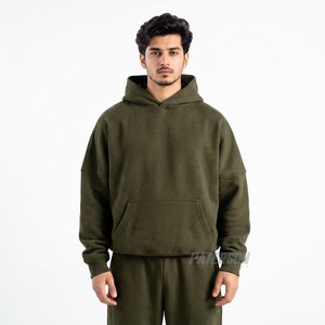 Sweat à capuche en molleton de coton 400 GSM, coupe oversize streetwear à épaules tombantes, pour marques indépendantes - Product Image 2