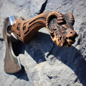 Hache tactique viking artisanale en acier à haute teneur en carbone à prix de gros, manche en bois, hache de camping en acier au carbone - Product Image 5