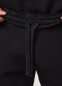 Men's Black Fleece Sweatpants With Gray Side Stripe Elastic Waist Casual Joggers Autumn Wear - Product Image 3