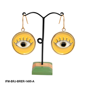 Pendientes Colgantes de Latón con Diseño Bohemio de Rayos de Sol y Ojo, Esmalte Amarillo, Talismán Protector, Resistentes al Deslustre, para Mujer, Fiesta, KENWAY - Product Image 6