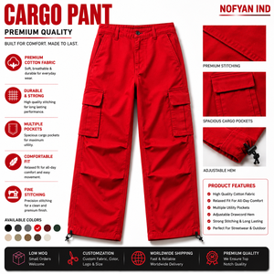 Pantalones Cargo de Algodón de Marca Privada, Pantalones Utilitarios Holgados, Logotipo Personalizado Bordado e Impreso, Proveedor de Pantalones Cargo Resistentes para Trabajo - Product Image 1