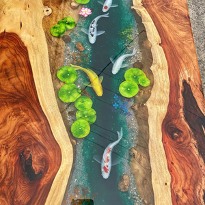 Tablero de Mesa Rectangular de Madera de Acacia y Resina Epoxi Hecho a Mano para Oficina, Hotel, Sala de Estar - Tablero de Mesa de Comedor - Tablero Decorativo para el Hogar - Product Image 5