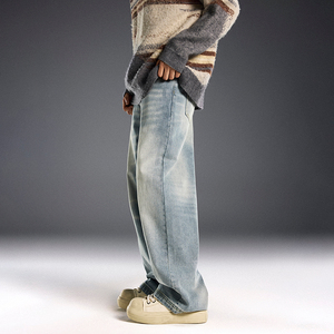 Jean en denim 100 % coton pour homme, style Y2K, coupe ample, vintage, écologique, respirant, streetwear, haute qualité, design de créateur - Product Image 5