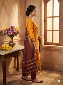Hot Selling Kanchi Cotton With Zari Work <b>Kurta</b> Bottom and Dupatta Set <b>for</b> <b>Womens</b> Available at Best Price - Product Image 2
