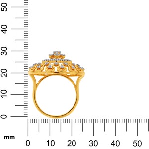 Anillo de Diamantes Successive Waves, Anillo de Lujo de Oro Amarillo de 14K y 18K con Forma de Corazón, Anillo Floral con Halo de Diamantes para Mujer - Product Image 5