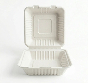 Sugarcane Bagasse Disposable Lunch Box Square Takeout Food <b>Container</b> with Lid for Restaurant Picnic - Product Image 4