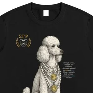 เสื้อยืดกราฟิกเลดี้ส์ รอยัล พูเดิล แขนสั้น คอกลม สไตล์ลำลอง แรงบันดาลใจจากกรีก สไตล์ชมรมนักศึกษา แฟชั่นวิทยาลัยที่สวมใส่สบาย - Product Image 6