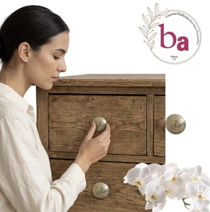 Bouton de meuble rond moderne en laiton avec motif floral gravé, écologique, pour la maison, le bureau et les meubles d'hôtel - Product Image 3