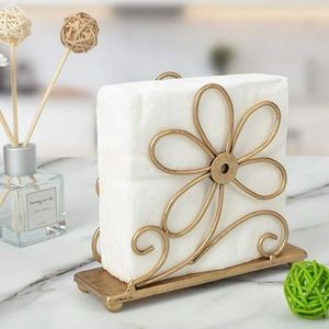 Metal Napkin <b>Holder</b> Basket Storage Gold Finish <b>Tissue</b> Organizer Square Tabletop <b>Kitchen</b> Stand - Product Image 5
