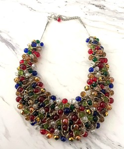 Collar de Moda para Niños, Estilo Bohemio, con Cuentas de Cristal Grandes Chapadas en Oro, Collar de Gargantilla, Bufanda - Product Image 1