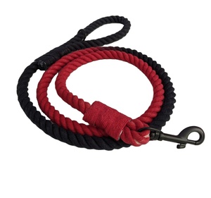 Red & Black Rope Custom Braided Cotton Heavy Duty Strong Durable Rope Dog <b>Leash</b> for <b>Pets</b> Ombre Dog <b>Leash</b> - Product Image 1