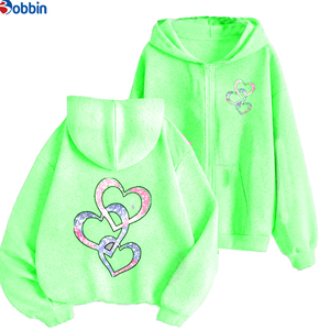 เสื้อฮู้ดซิปหน้าพิมพ์ลายโอเวอร์ไซส์สำหรับผู้หญิงไซส์ใหญ่ ขายดีอันดับต้นๆ กำลังฮิตในฤดูหนาว ไม่มีซับใน โลโก้ด้านหน้า ODM ผ้า 100% - Product Image 4