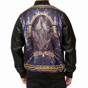 Blouson aviateur personnalisé grande taille pour hommes col montant technique lavé fermeture à glissière décontracté imperméable coupe-vent de golf pour l'hiver - Product Image 6