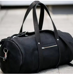 Sac de voyage week-end sport décontracté de luxe en cuir véritable noir, fait main, pour la gym, avec logo personnalisé, fermeture éclair étanche, grande capacité - Product Image 3