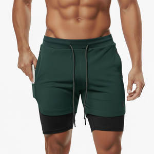 Shorts de sport respirants personnalisés avec cordon de serrage et fermeture éclair 2-en-1, en maille, pour hommes, avec poches 2026 - Product Image 1