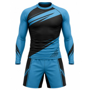Ensemble rashguard et short MMA premium avec motif imprimé assorti, tissu extensible pour l'entraînement et les performances athlétiques - Product Image 1