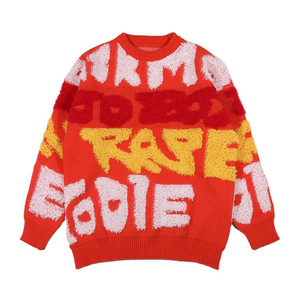 Pull en maille bleu pour homme, col rond, motif lettres floquées, manches longues, épais, pour l'hiver, style décontracté, vente en gros - Product Image 3