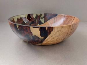 ชามสลัดไม้ธรรมชาติและเรซิ่นทำมือรักษ์โลก ชามตกแต่งสไตล์อเมริกันขนาดเล็ก รูปทรงน้ำเต้า - Product Image 2