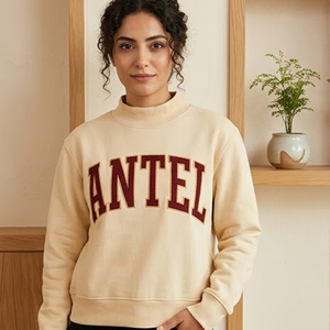 Antel Women's <b>Red</b> Turtleneck Sweatshirt Full Sleeve <b>Gingham</b> Embroidered Logo For College University Student Organizations - Product Image 5