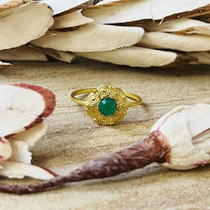 Latest Vintage Floral Green Onyx <b>Ring</b> 18k Gold Plated Flower <b>Statement</b> Women <b>Ring</b> Dainty Handmade Nature Inspired Wholesale <b>Ring</b> - Product Image 1
