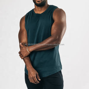 New Fashion <b>Men</b> Fitness Tank <b>Tops</b> Scoop Bottom Custom Sleeveless Singlets Embroidery - Product Image 3