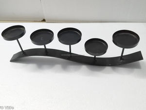 5 Plate Heavyweight <b>Black</b> <b>Metal</b> Iron <b>Candle</b> <b>Holder</b> for Weddings Birthdays & Parties Home Decor Table Centerpiece - Product Image 3