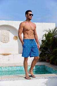 Pantalones cortos de hombre con estampado de palmeras, cintura elástica con cordón, para verano, playa, vacaciones, tropicales, coloridos, camisa superior para hombre, verano - Product Image 3