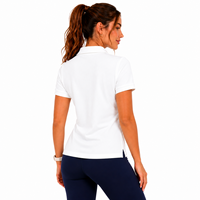 Kaos Rajut Wanita Warna Solid Berkerah Berkualitas Tinggi Lengan Pendek Atasan Bernapas Slim Fit Seragam Kantor Kasual Golf