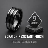 Großhandel 8mm Schwarzer Wolframcarbid-Ringrohling mit Doppelrille für DIY-Einlage Ehering Schmuck