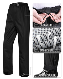 Men Waterproof <b>Rain</b> Suit With Hood And Reflective Strip Black And Lime Green <b>Jacket</b> And Pants Outdoor Wear - Product Image 5