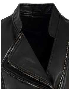 <b>Womens</b> Black Asymmetrical Zip Genuine Leather Biker Vest Sleeveless Motorcycle <b>Waistcoat</b> Streetwear Animal Print Gothic Punk - Product Image 3
