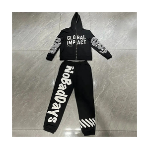 Conjunto de Sudadera Corta con Estampado Puff Personalizado y Pantalones Acampanados para Hombre, Chándal de Invierno con Pantalones Apilados, Traje Deportivo Jogger - Product Image 6
