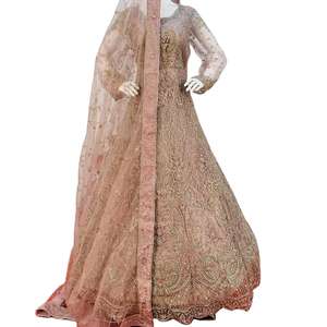 ชุดแต่งงานสไตล์ปากีสถานจากซัพพลายเออร์อินเดีย ชุดเดรสยาวสำหรับงานปาร์ตี้พร้อมผ้าคลุมไหล่ ผ้าเน็ต สำหรับเพื่อนเจ้าสาวและแขกในงานแต่งงาน - Product Image 1